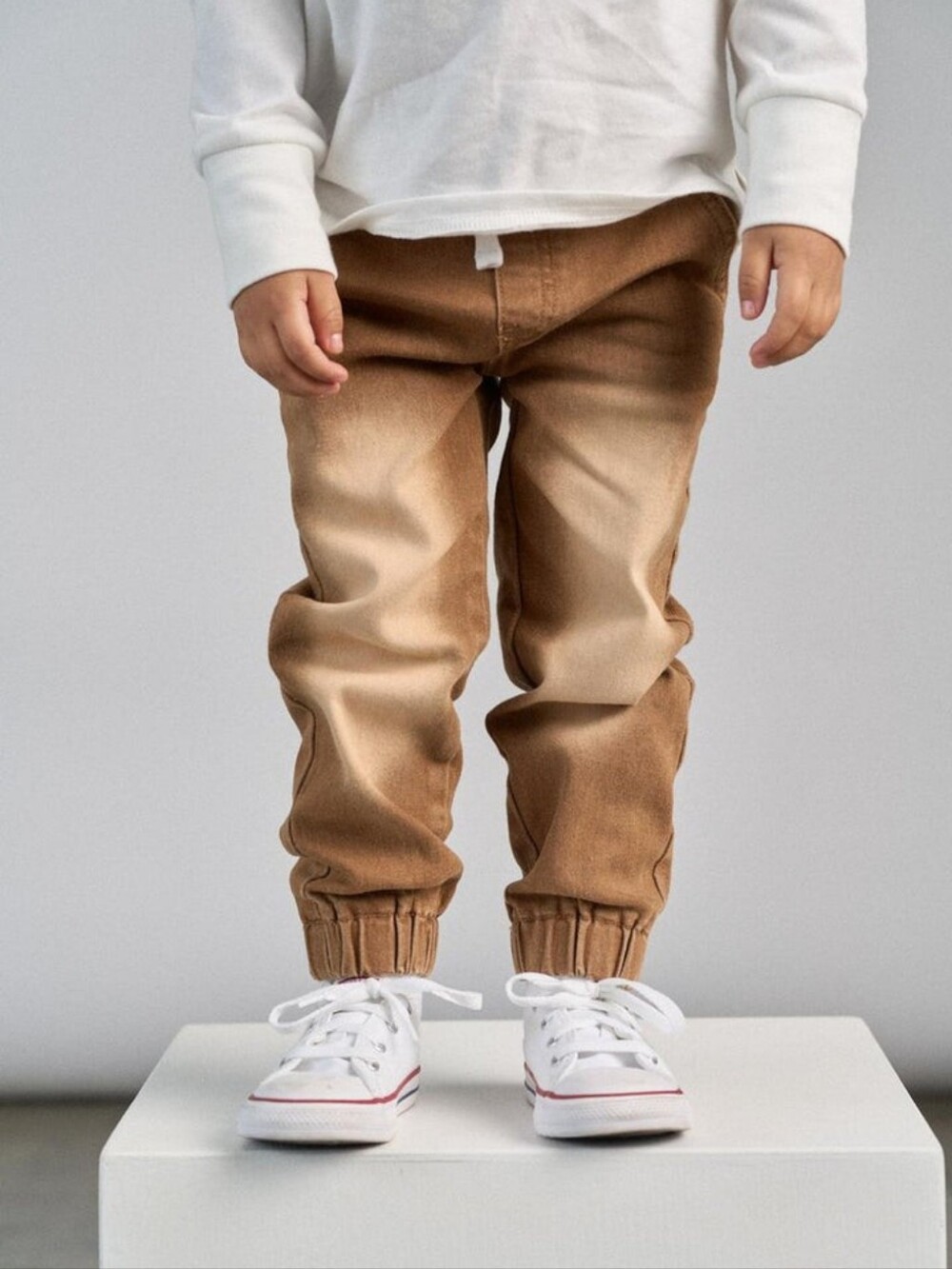 Little Bipsy Imperfect Denim Jogger in Camel 3T-4T